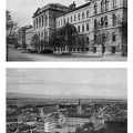 A kolozsvári egyetem főépülete / Nagyenyed látképe, előtérben a kollégiummal