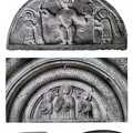 A gyulafehérvári székesegyház déli kapujának Szent István korabeli (1) és XIII. századi (2) timpanonja
