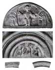A gyulafehérvári székesegyház déli kapujának Szent István korabeli (1) és XIII. századi (2) timpanonja