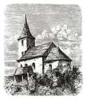 A marosszentkirályi román ízlésű régi egyház látképe